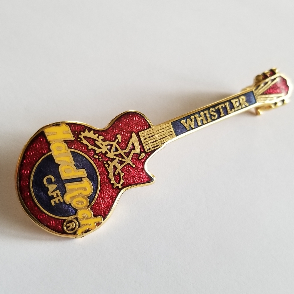 Vintage Hard Rock Cafe pin red guitar Whistler Canada